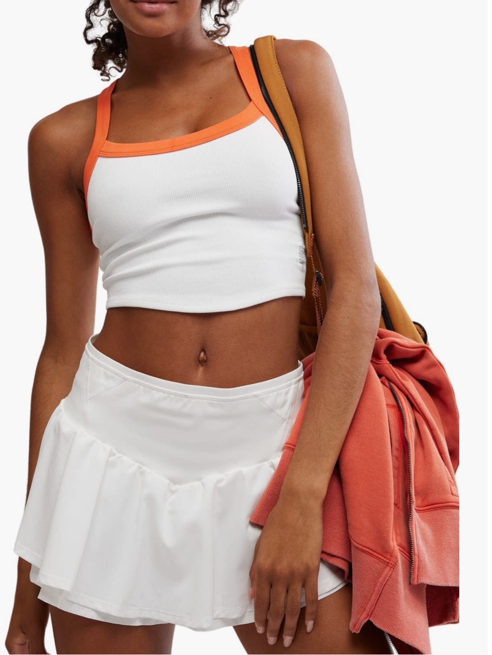 NWT 🍊 Fp movement White Crop Tank with Orange Trim - medium large